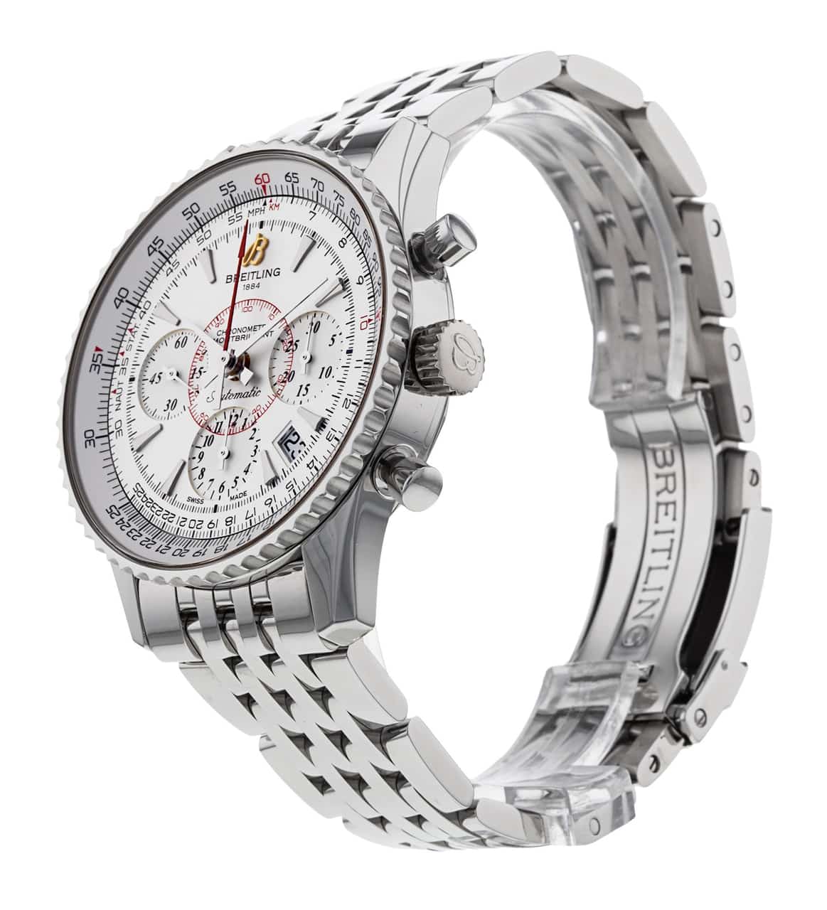 Breitling Montbrillant White Baton Dial Bracelet Strap